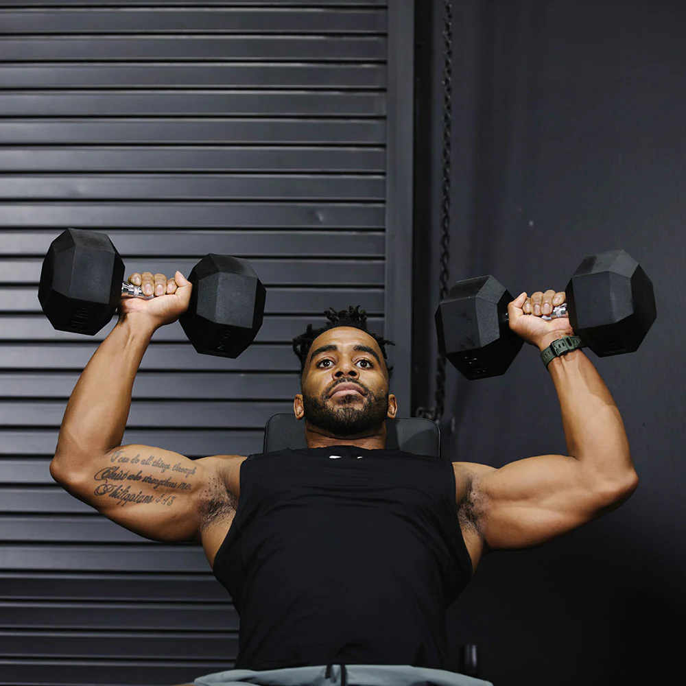 55 LB - 100 LB Pairs Rubber Hex Dumbbells - Image 3